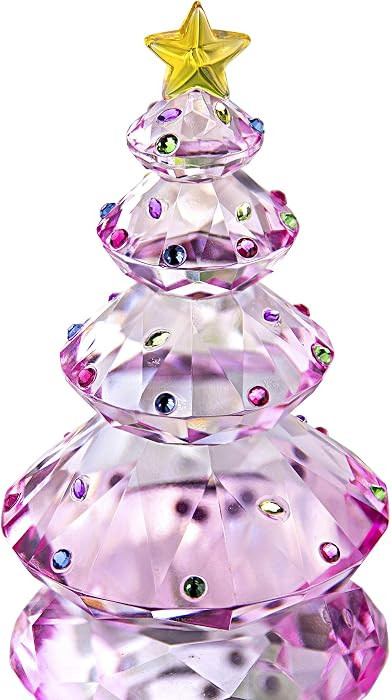 QFkris Crystal Christmas Tree Figurine 3.5" Glass Paperweight Table Ornament Christmas Holiday Cr... | Amazon (US)