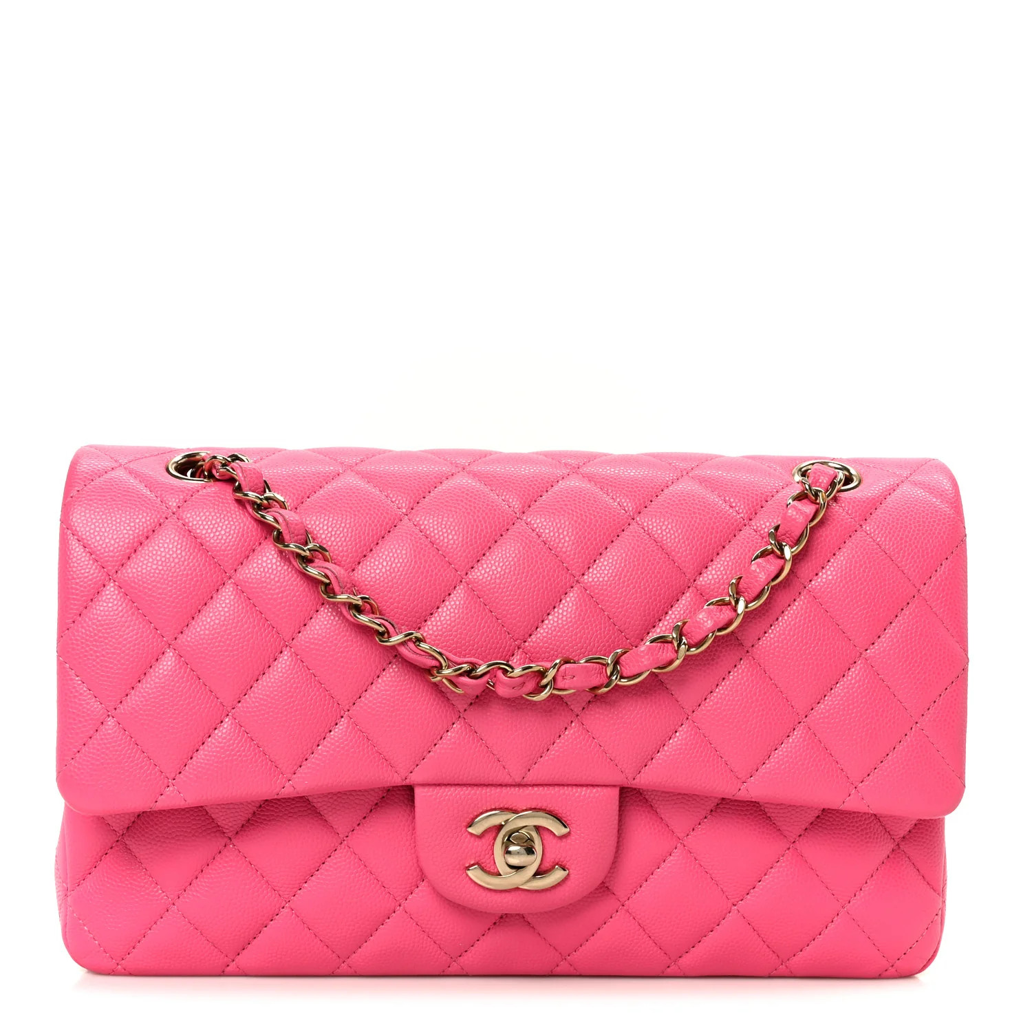 Caviar Quilted Medium Double Flap Pink | FASHIONPHILE (US)