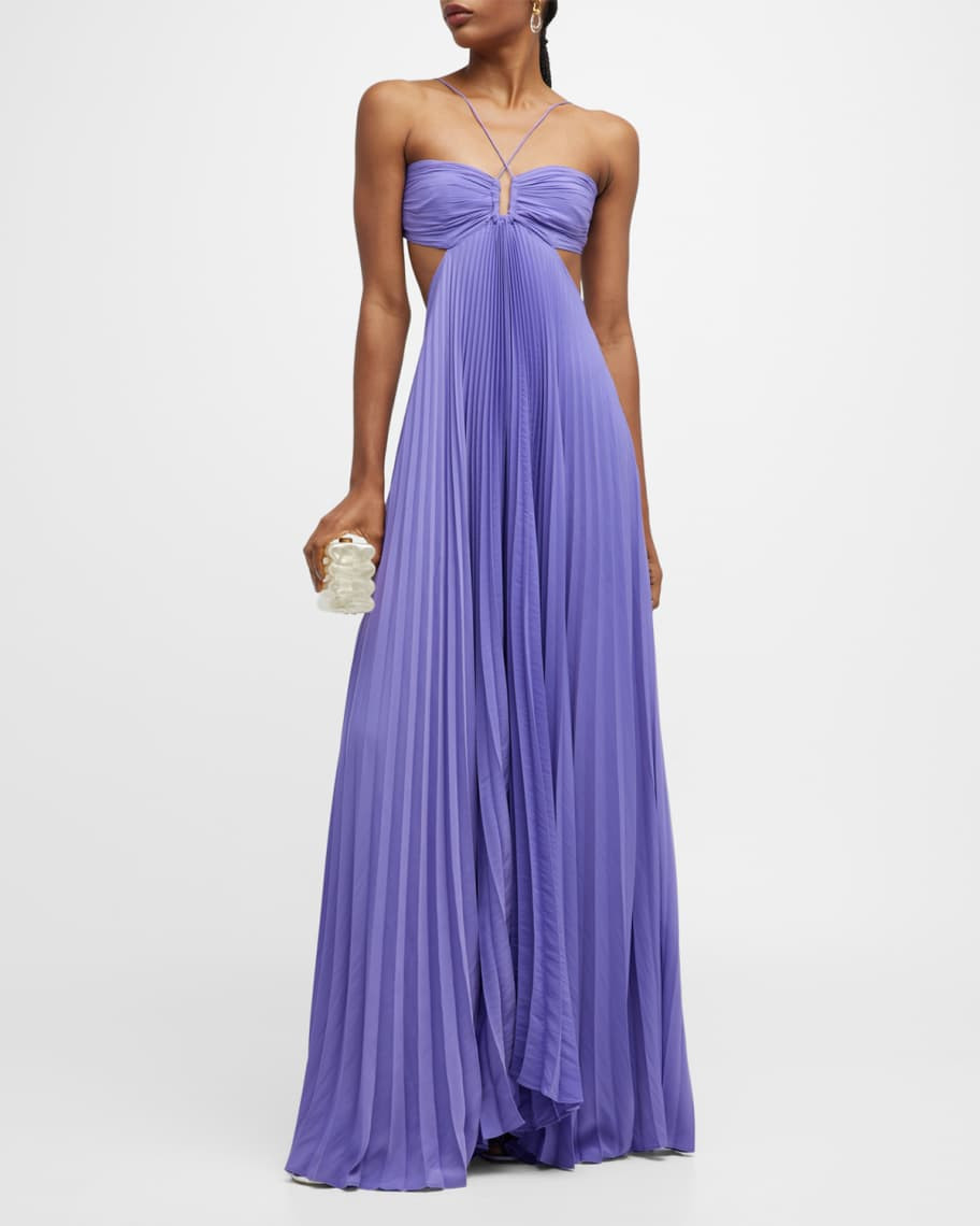 A.L.C. Moira Pleated Halter Maxi Dress | Neiman Marcus