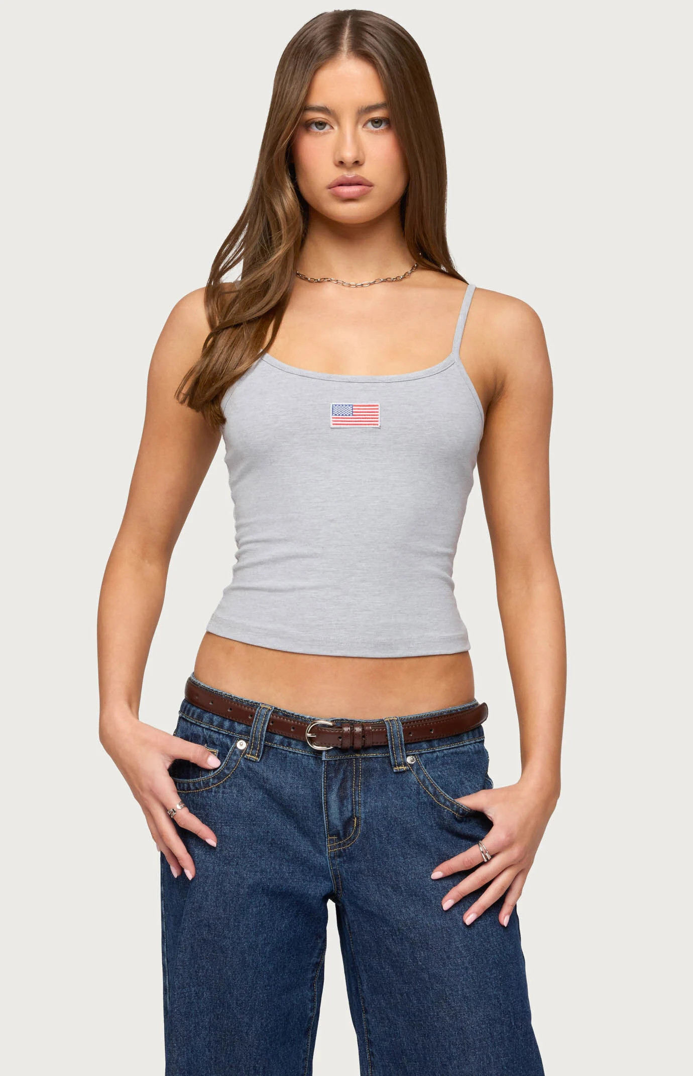 Edikted Women's USA Tank Top in Heather Gray - Size XL | PacSun