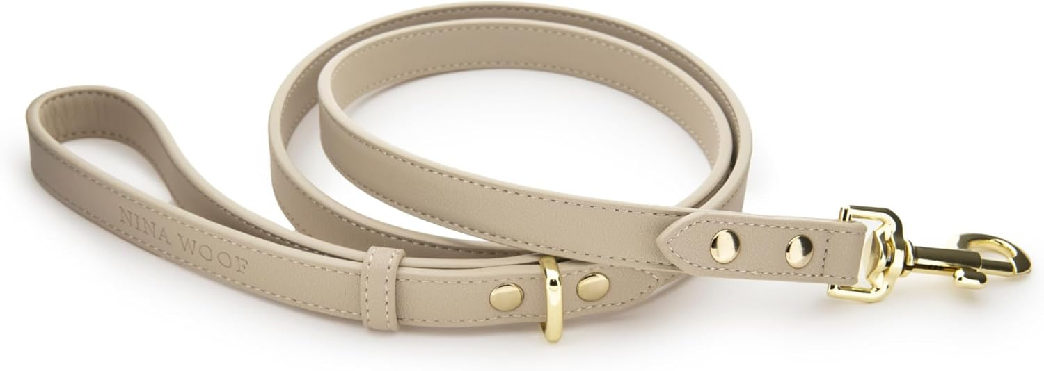 NINA WOOF Leather Dog Leash - Cupertino - Beige Slim Leash with Reinforced Hardware, European Des... | Amazon (US)