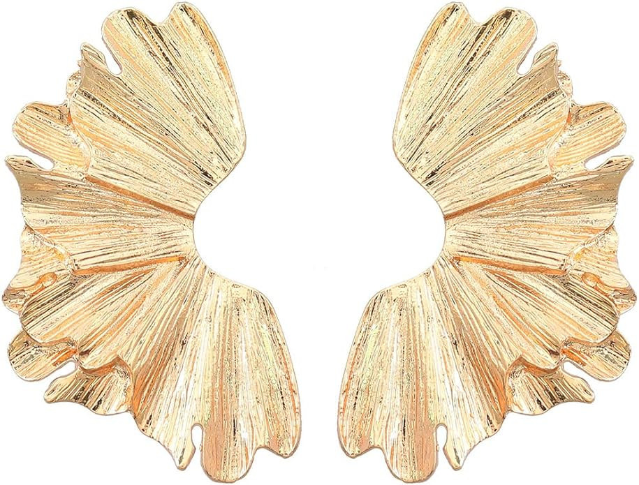 Metallic Flower Earrings Alloy Floral Earring Geometric Exaggerated Earrings Sculptural Flower Go... | Amazon (US)