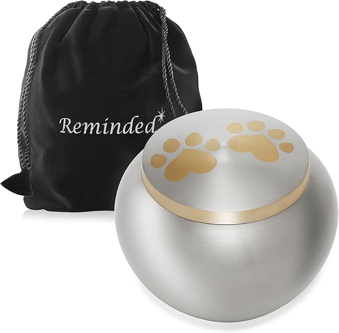 Reminded Pet Urns for Dog and Cat Ashes, Memorial Cremation Paw Print Urn - Gold Medium Up to 55 ... | Amazon (US)