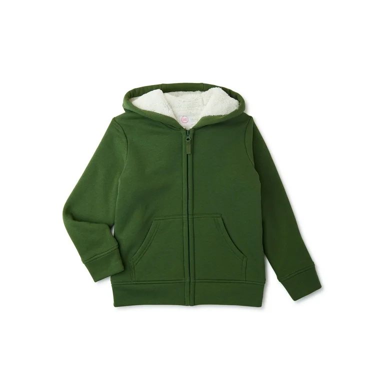 Wonder Nation Boys Faux Sherpa Lined Full Zip Hoodie, Sizes 4-18 & Husky - Walmart.com | Walmart (US)