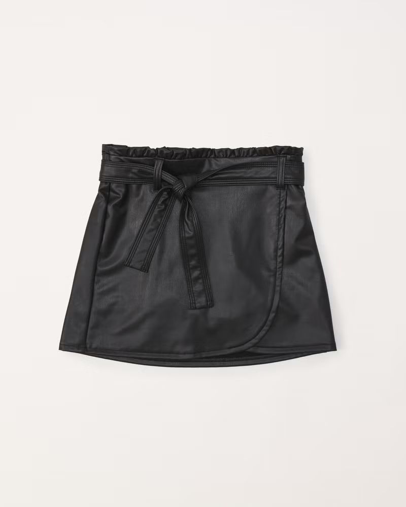 girls faux leather wrap mini skort | girls bottoms | Abercrombie.com | Abercrombie & Fitch (US)