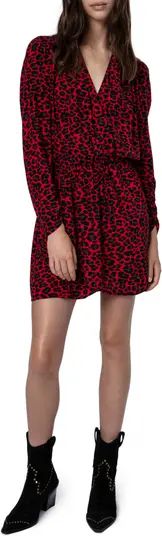 Reveal Leopard Print Long Sleeve Minidress | Nordstrom