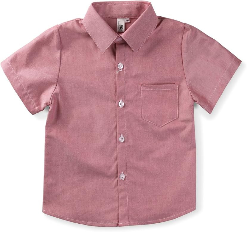 OCHENTA Boys' & Men's Short Sleeve Button Down Oxford Shirt, Big Kids Casual Dress Tops 2T - XXL | Amazon (US)