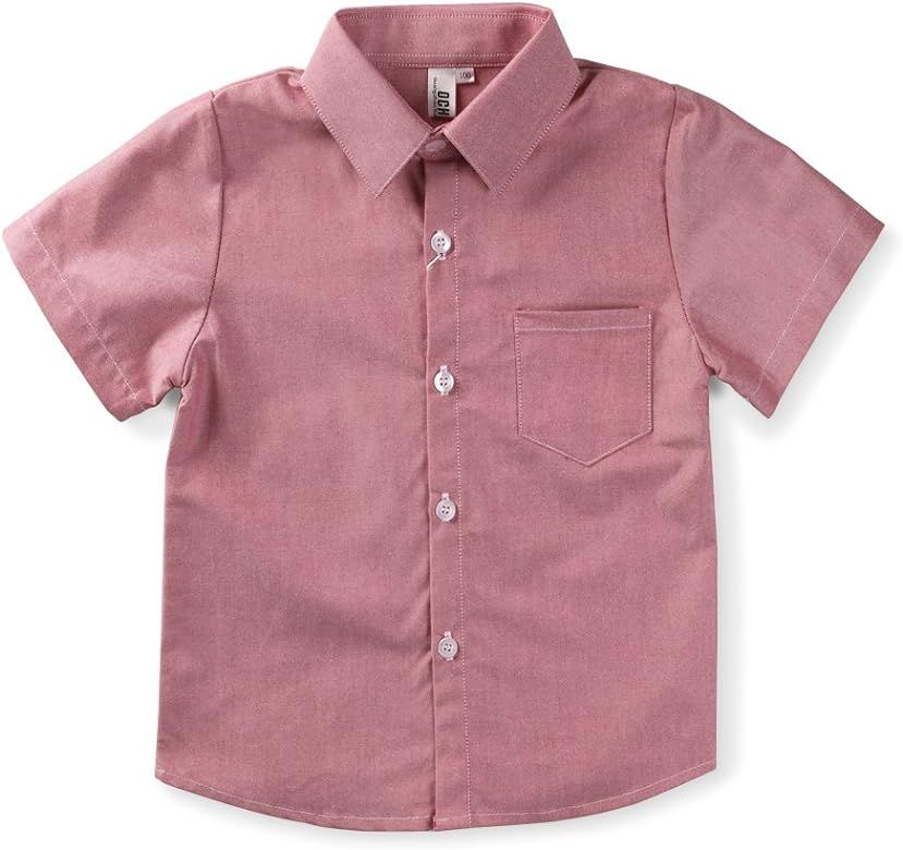 OCHENTA Boys' & Men's Short Sleeve Button Down Oxford Shirt, Big Kids Casual Dress Tops 2T - XXL | Amazon (US)