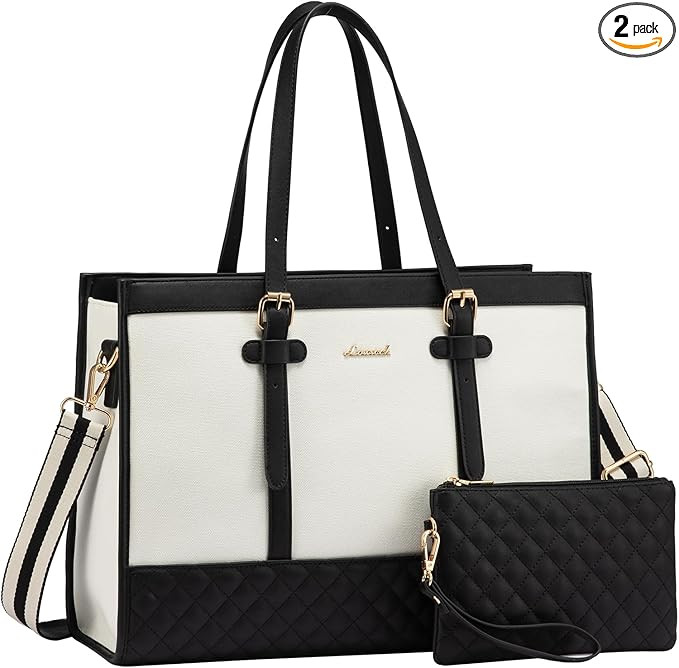 LOVEVOOK Laptop Bag for Women 15.6 inch Canvas Laptop Tote Bag, Large Capacity Work Bag with Clut... | Amazon (US)