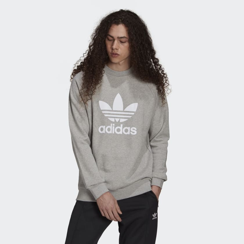 adidas Adicolor Classics Trefoil Crewneck Sweatshirt - Grey | adidas US | adidas (US)