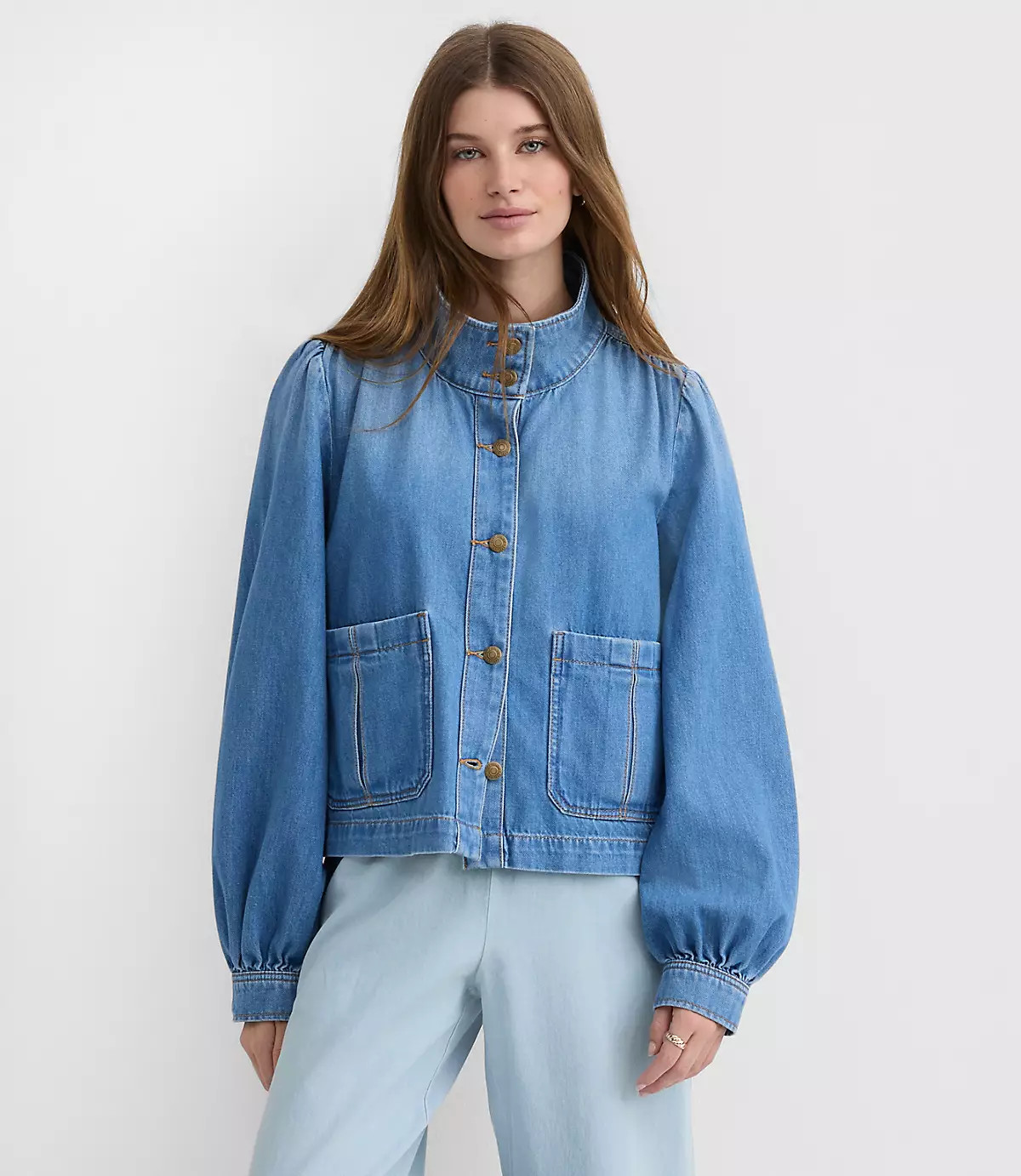 Denim Swing Jacket in Luxe Indigo Wash | LOFT