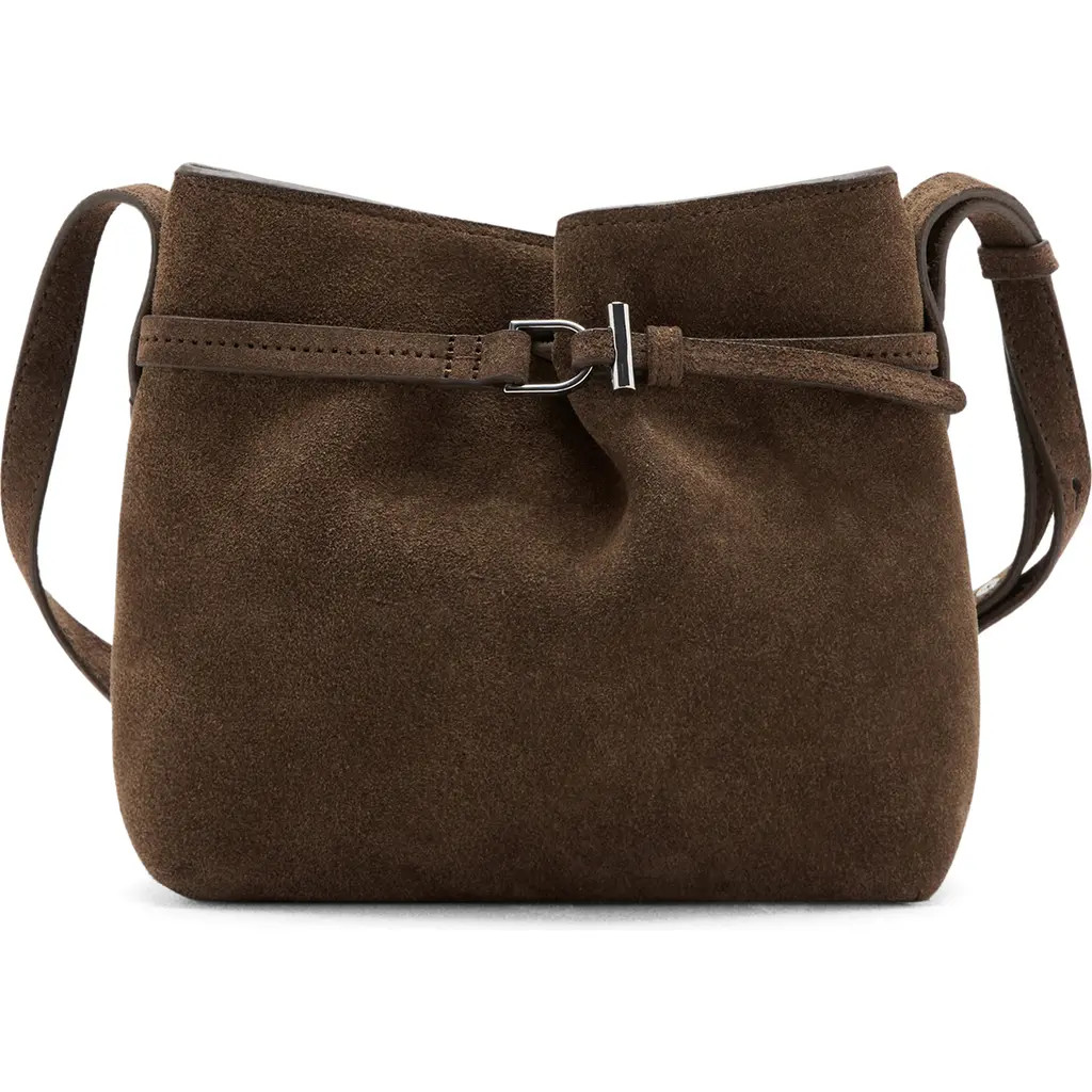 MANGO Suede Buckle Shoulder Bag in Brown at Nordstrom | Nordstrom
