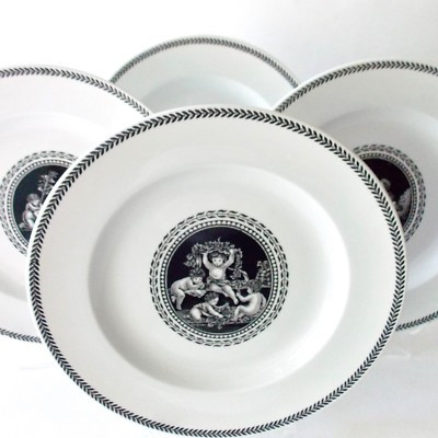 FOUR WEDGWOOD CIPRIANI CHERUBS 10 3/4" DINNER PLATES BLACK AND WHITE WEDGWOOD | eBay US