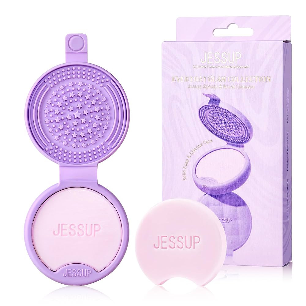Jessup Makeup Brush Cleaner Mat Silicone with 2pcs Solid Soap, Portable Cleaning Tool for Cleanin... | Amazon (US)
