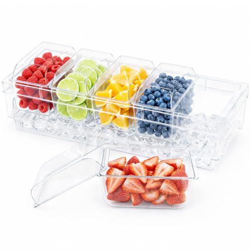 Lifewit Chilled Condiment Containers with Lids, Plastic Taco Bar Serving Set for Party with 5 Con... | Amazon (US)