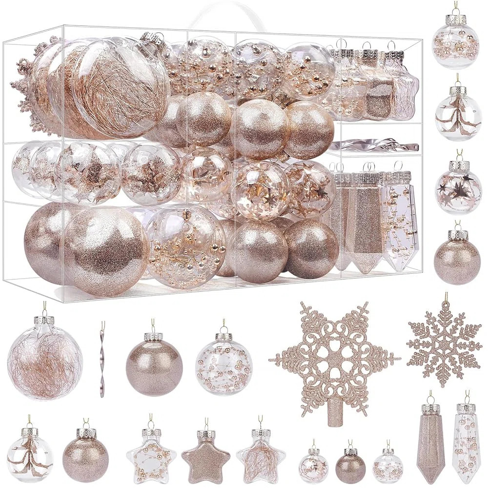 86PCS Christmas Balls Ornaments Set,Shatterproof Plastic Clear Decorative Baubles For Xmas Tree D... | Wayfair North America