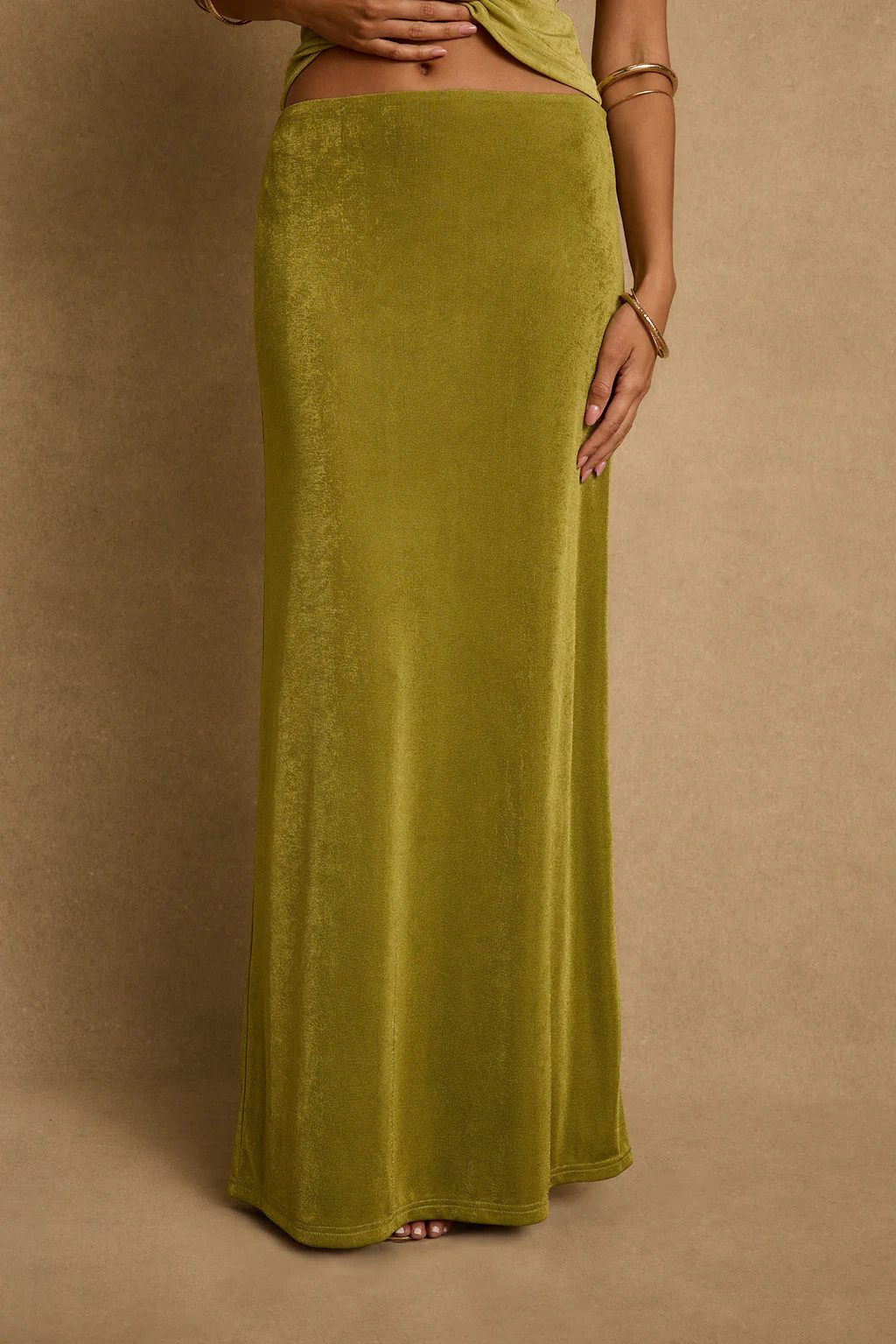 Eliana Chartreuse Maxi Skirt M | 12th Tribe