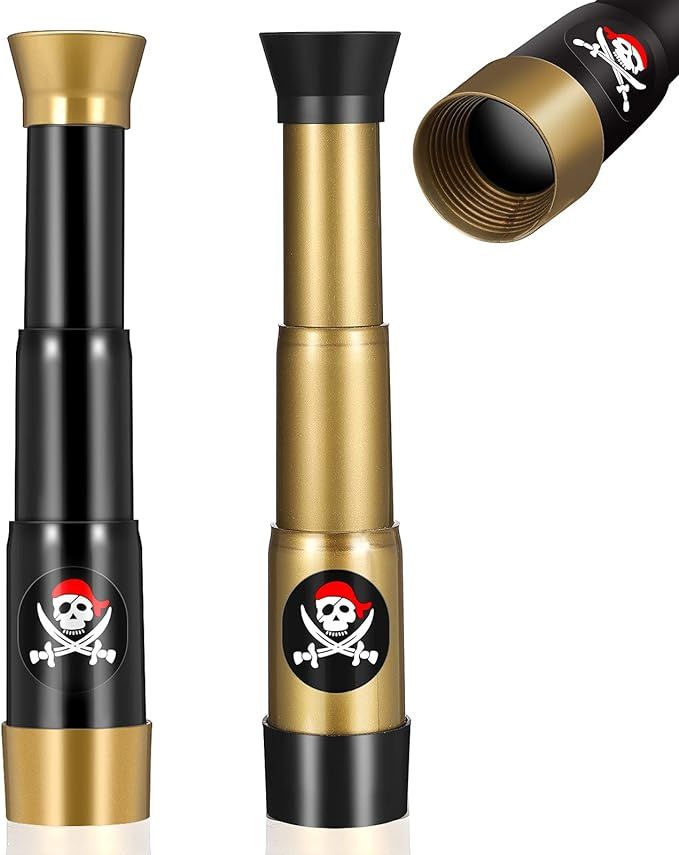 2 Pieces Pirate Telescope Toy for Children Miniature Portable Adjustable Telescope Bronze and Bla... | Amazon (US)