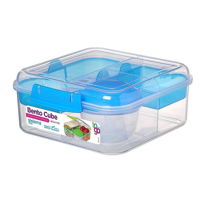 Sistema To Go Collection Bento Box Cube Plastic Lunch and Food Storage Container, 5.3 Cup, Multi-... | Amazon (US)