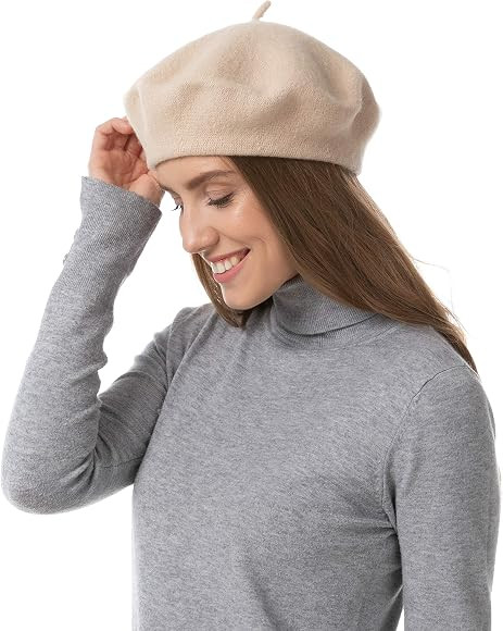 French Style Solid Color Wool Berets Beanies Cap Hats Vintage Hat | Amazon (UK)
