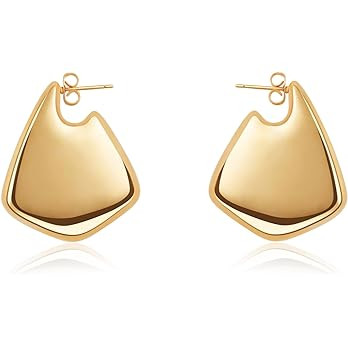 Chunky Big Fin Drop Gold/Silver Statement Earrings for Women Fin Drop Hoop Earrings Women Girls F... | Amazon (US)
