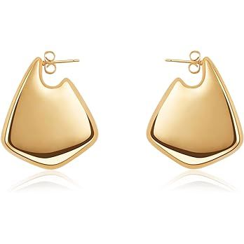 SHERLOVE Chunky Big Fin Drop Gold/Silver Statement Earrings for Women Fin Drop Hoop Earrings Wome... | Amazon (US)