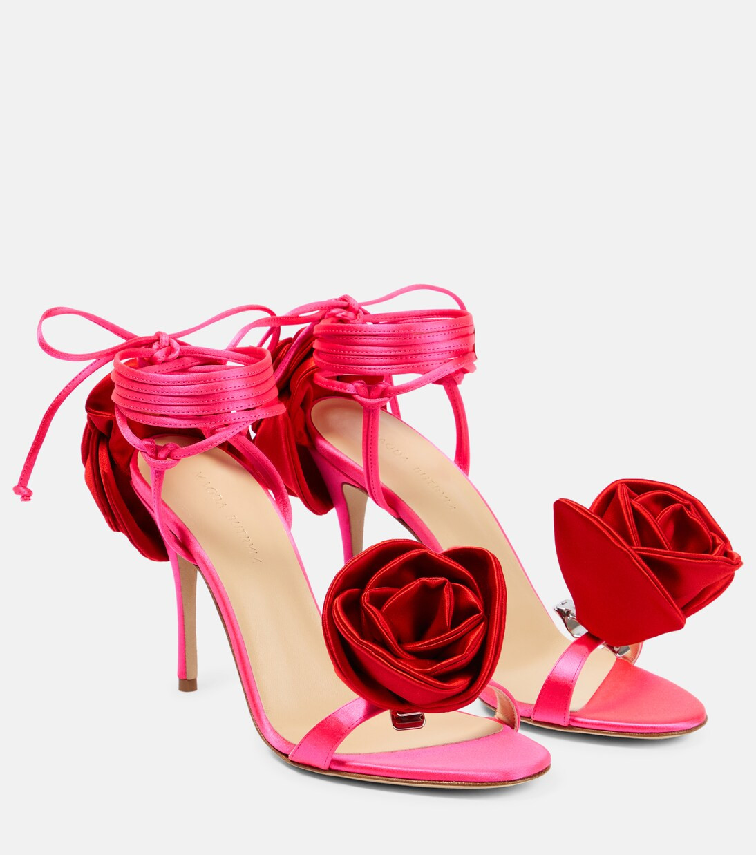 Floral-appliqué satin sandals | Mytheresa (US/CA)