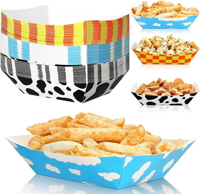 Ctosree 60 Pcs Cartoon Paper Food Trays Snack Bowls 3 Elements Toy Inspired Birthday Party Suppli... | Amazon (US)