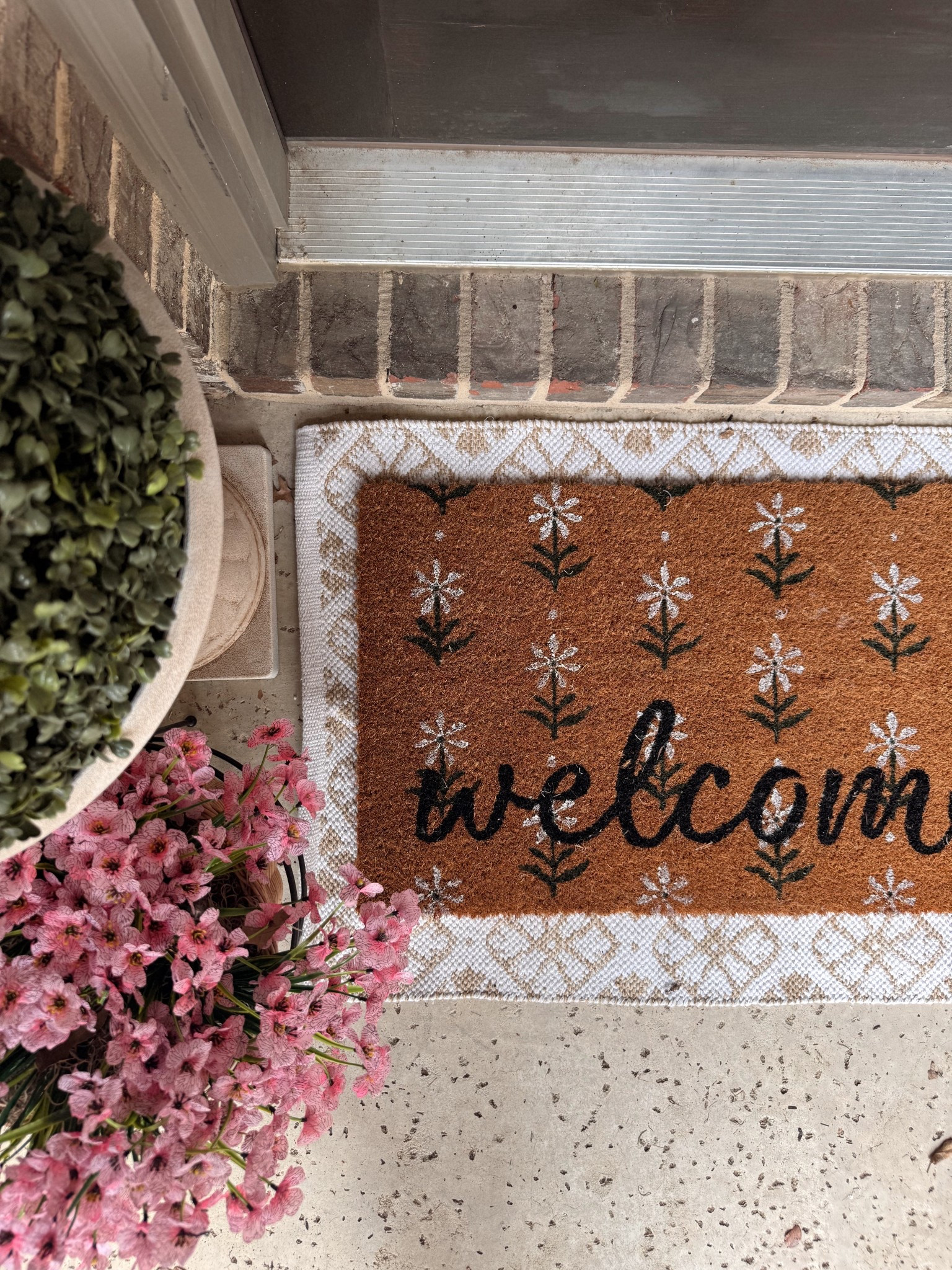 Front porch // welcome mat // faux flowers 

#LTKHome