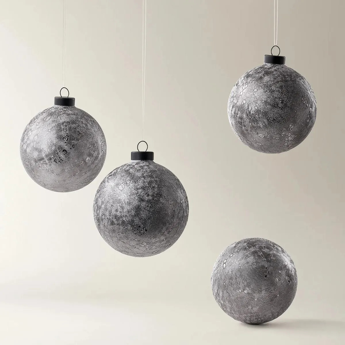 Silver Textured Glass Ornament - Set of 4 | Z Gallerie