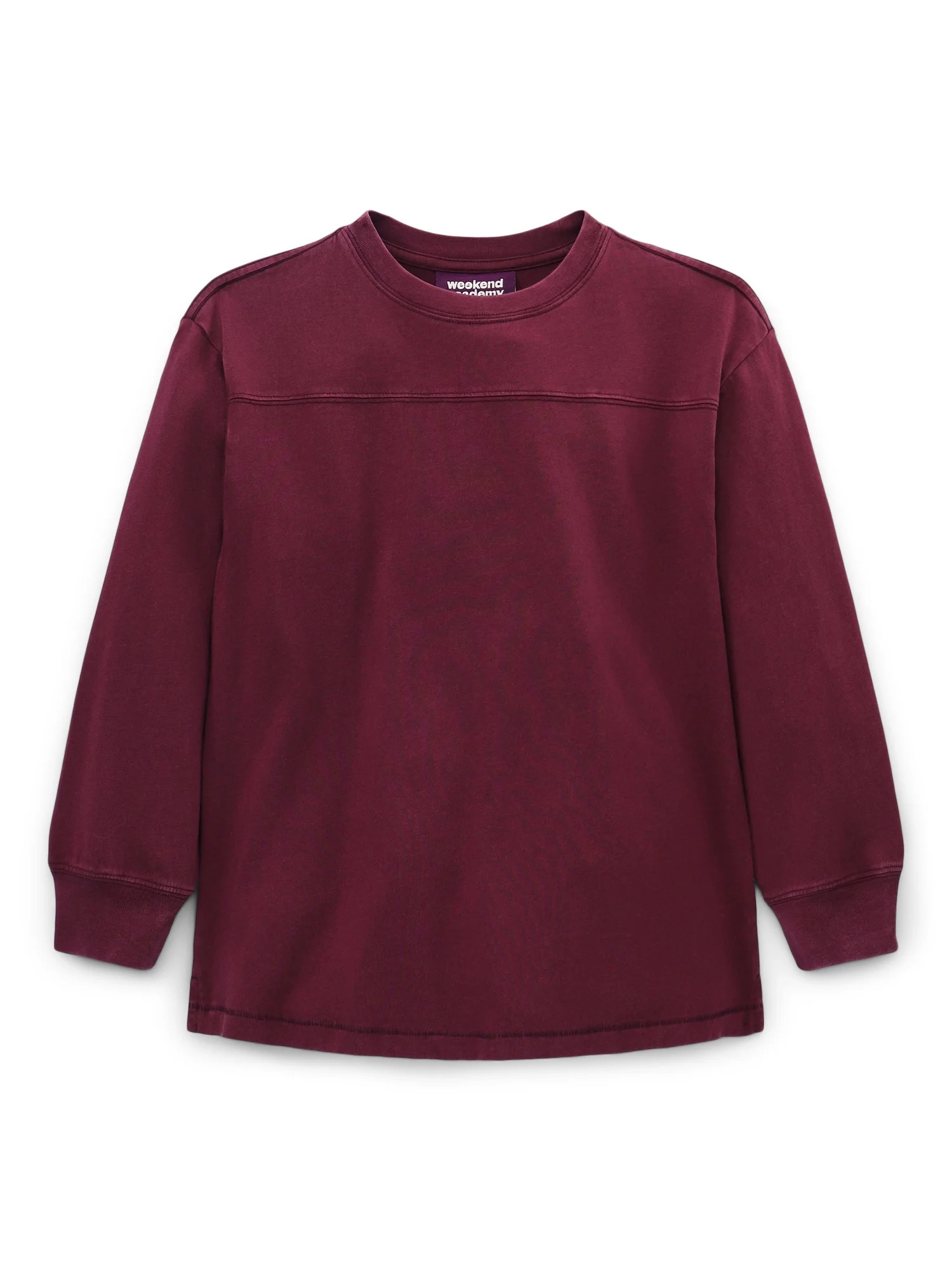 Weekend Academy Boys Football Yoke Cotton T-Shirt with Long Sleeves, Sizes 4-18 - Walmart.com | Walmart (US)