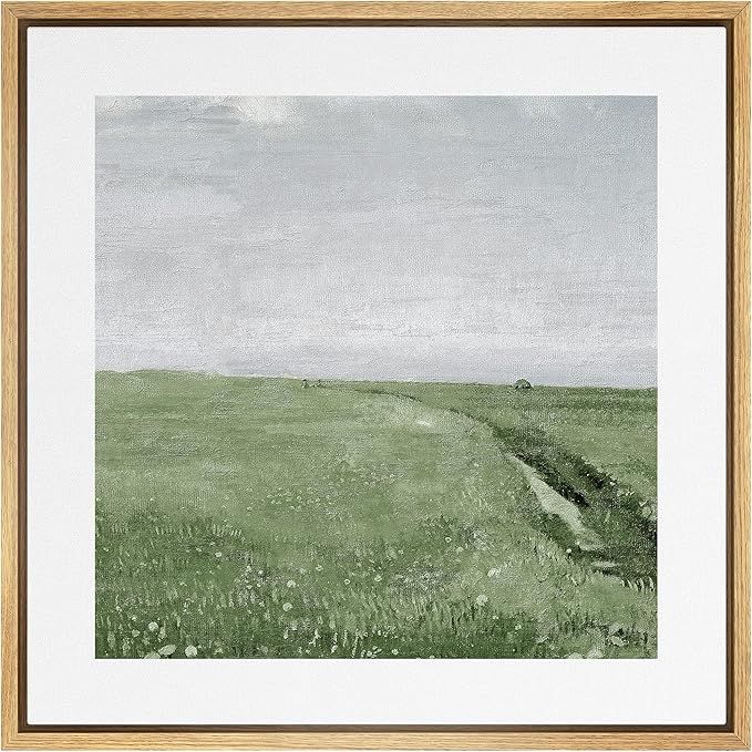 Amazon.com: SIGNWIN Framed Canvas Print Wall Art Watercolor Green Pasture Countryside Horizon Nat... | Amazon (US)