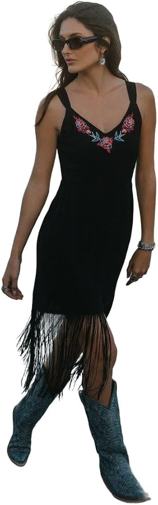 Idyllwind Women's Women's Embroidered Fringe Dress - IWSU25D80-BLK X- US Black | Amazon (US)