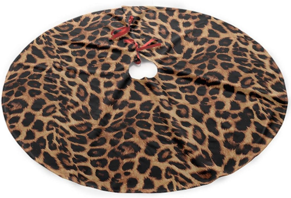 Leopard Animal Pattern Tree Skirt Double Layers Thick Xmas Tree Mat Holiday Party Decorations Chr... | Amazon (US)
