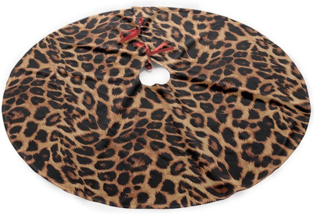 Leopard Animal Pattern Tree Skirt Double Layers Thick Xmas Tree Mat Holiday Party Decorations Chr... | Amazon (US)