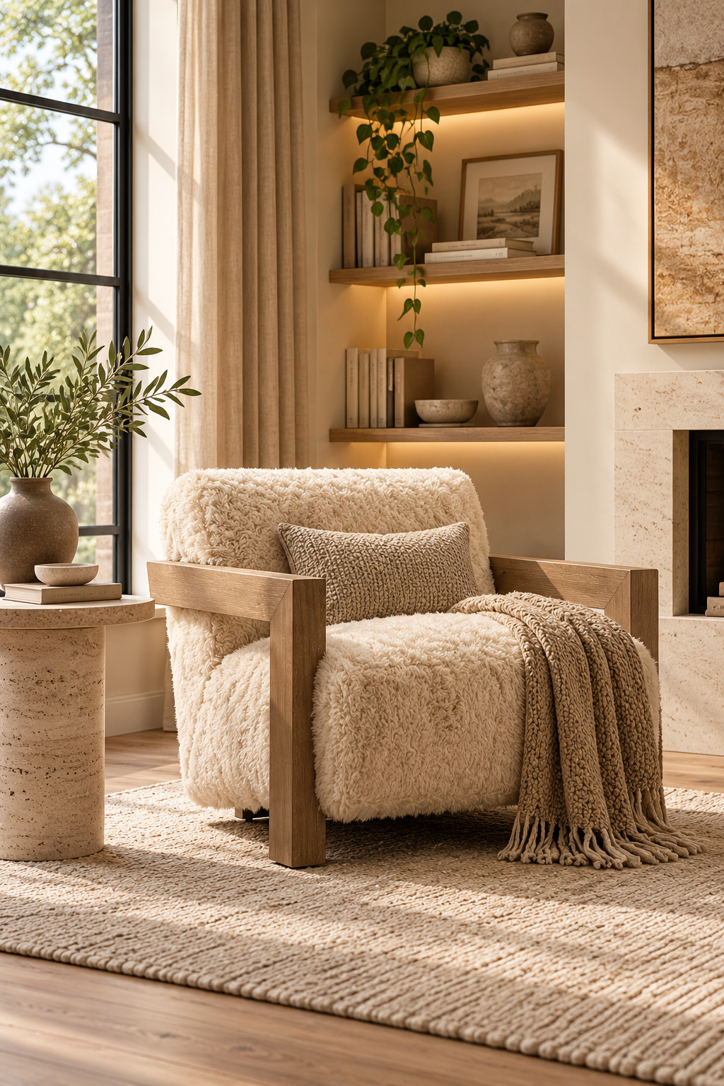  These fluffy shearling-style chairs are such a cute way to make your home feel cozier for fall. I love mixing them with natural wood, stone side tables, warm neutral rugs, and just a tiny bit of greenery for that clean but inviting look. 🤎
#WayfairFinds #ShearlingChair #CozyFallDecor #OrganicModernHome #AccentChairIdeas #NeutralHomeDecor #FallLivingRoomIdeas #FurnitureFinds #WarmMinimalist #LivingRoomInspo #HomeStyling #CozyHomeInspo #AutumnDecorIdeas 

 #LTKSeasonal #LTKHome #LTKSaleAlert