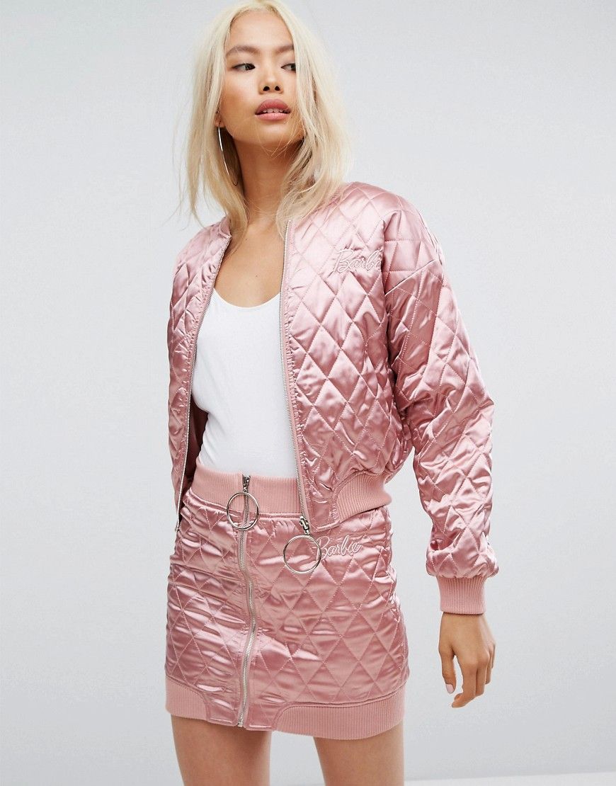 Missguided Barbie Quilted Bomber Jacket - Pink | ASOS US