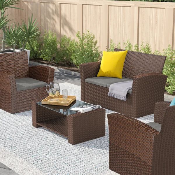 Briaroaks Wicker/Rattan 4 - Person Seating Group with Cushions | Wayfair North America