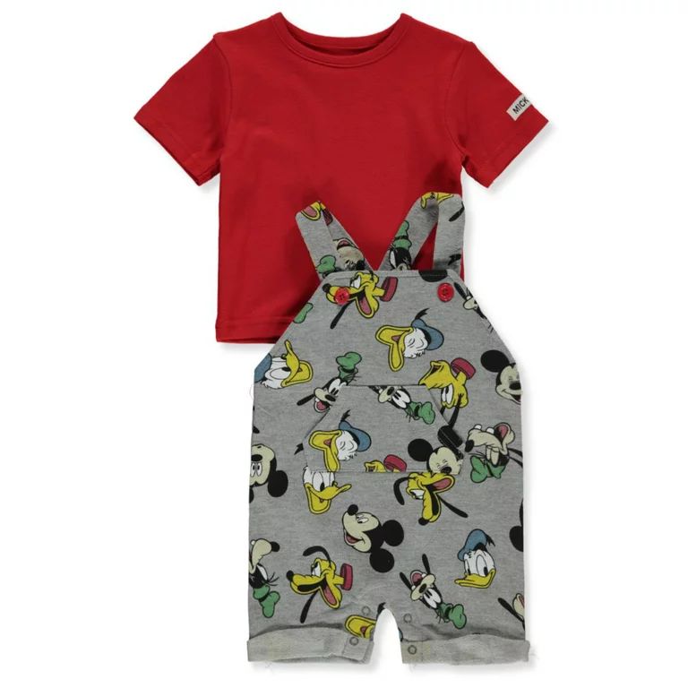 Disney Mickey Mouse 2 Piece T-Shirt and Shortall Set (Baby Boys) | Walmart (US)