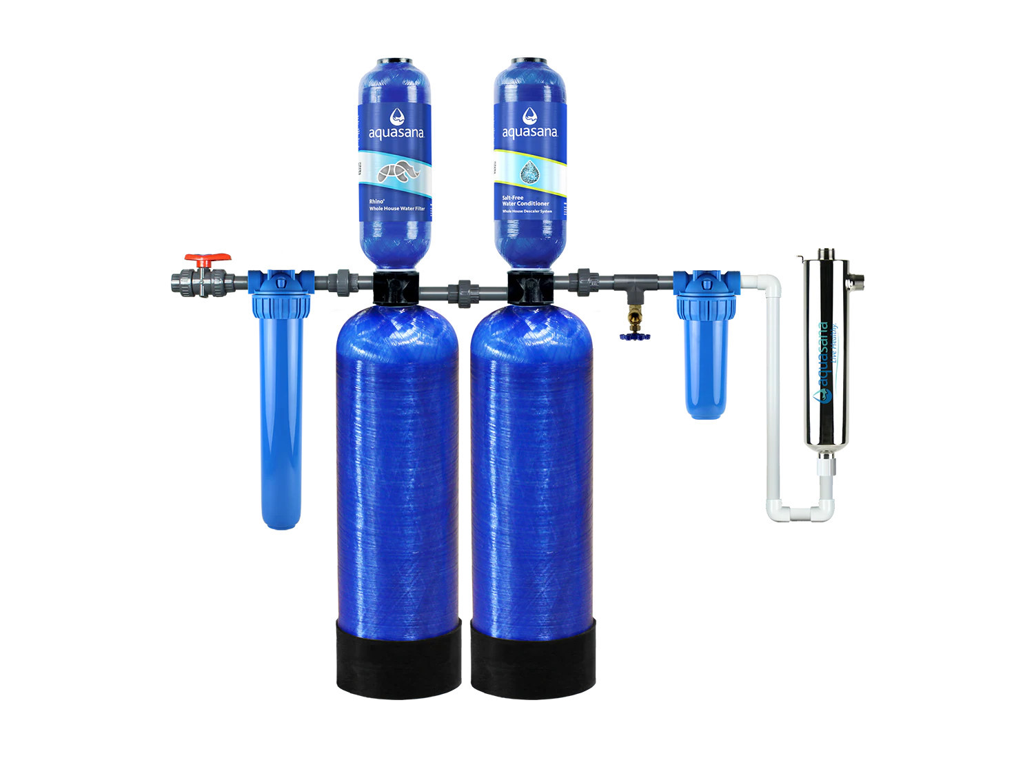 Aquasana Rhino Five-stage 14.7-GPM Kdf Well Water Whole House Water Filtration System in Blue | WH-WELL-CT-UV | Lowe's