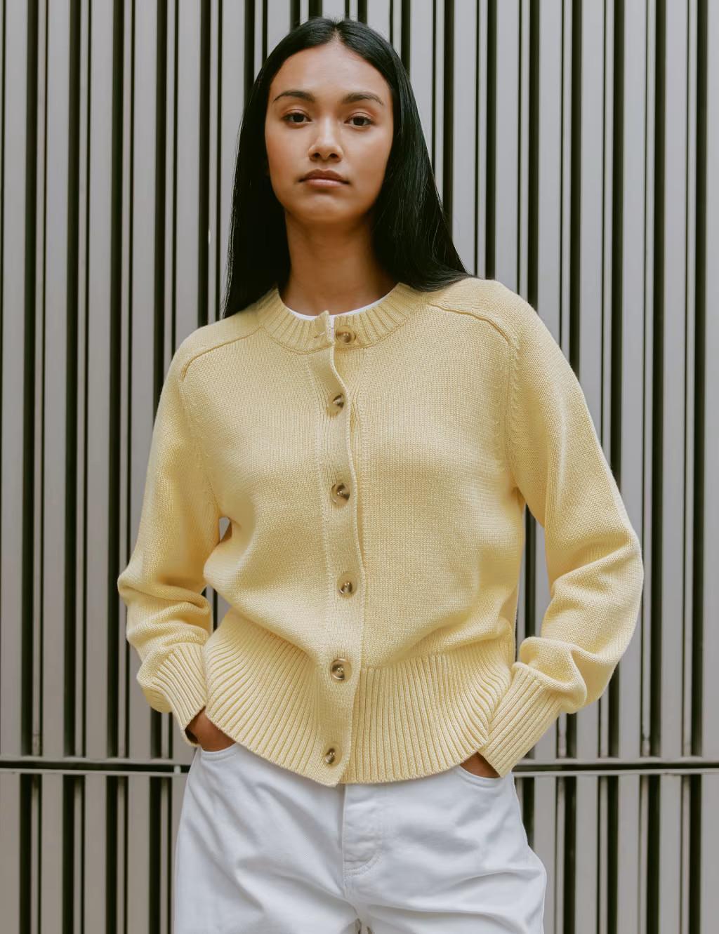 Pure Cotton Crew Neck Button Front Cardigan | Marks & Spencer (UK)