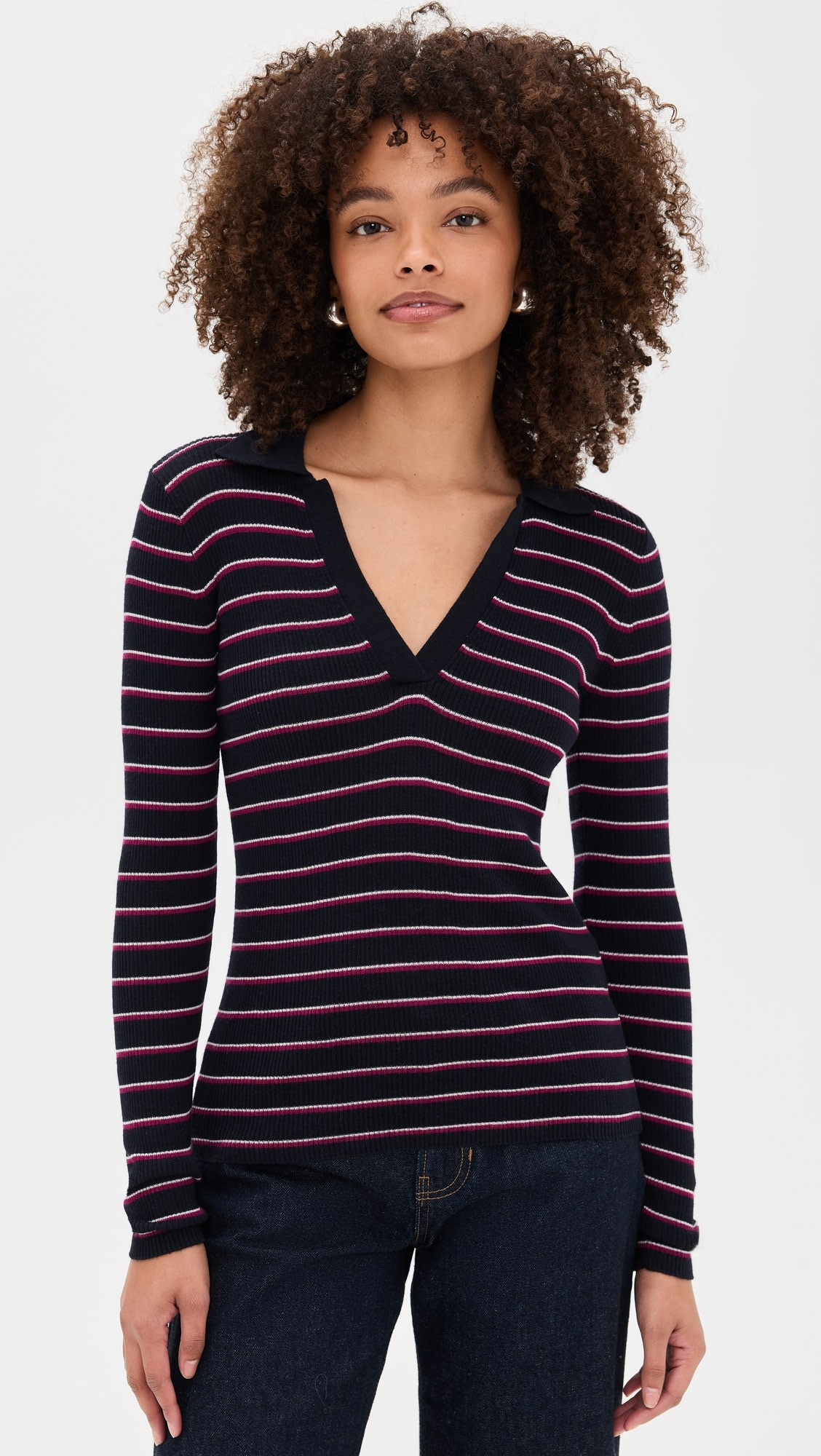 Merino Silk Johnny Collar Long Sleeve Top | Shopbop