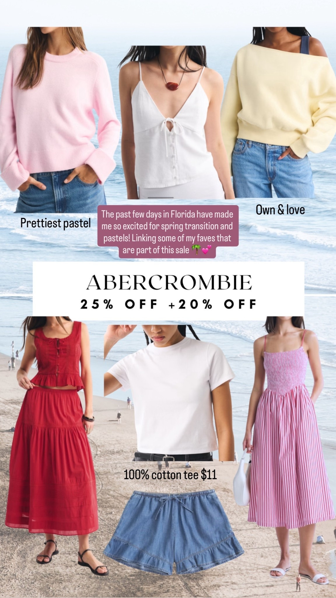 Abercrombie asks! 25% off + stackable 20% code AF20
Pastels for spring 



#LTKSaleAlert #LTKSpringSale #LTKPetite