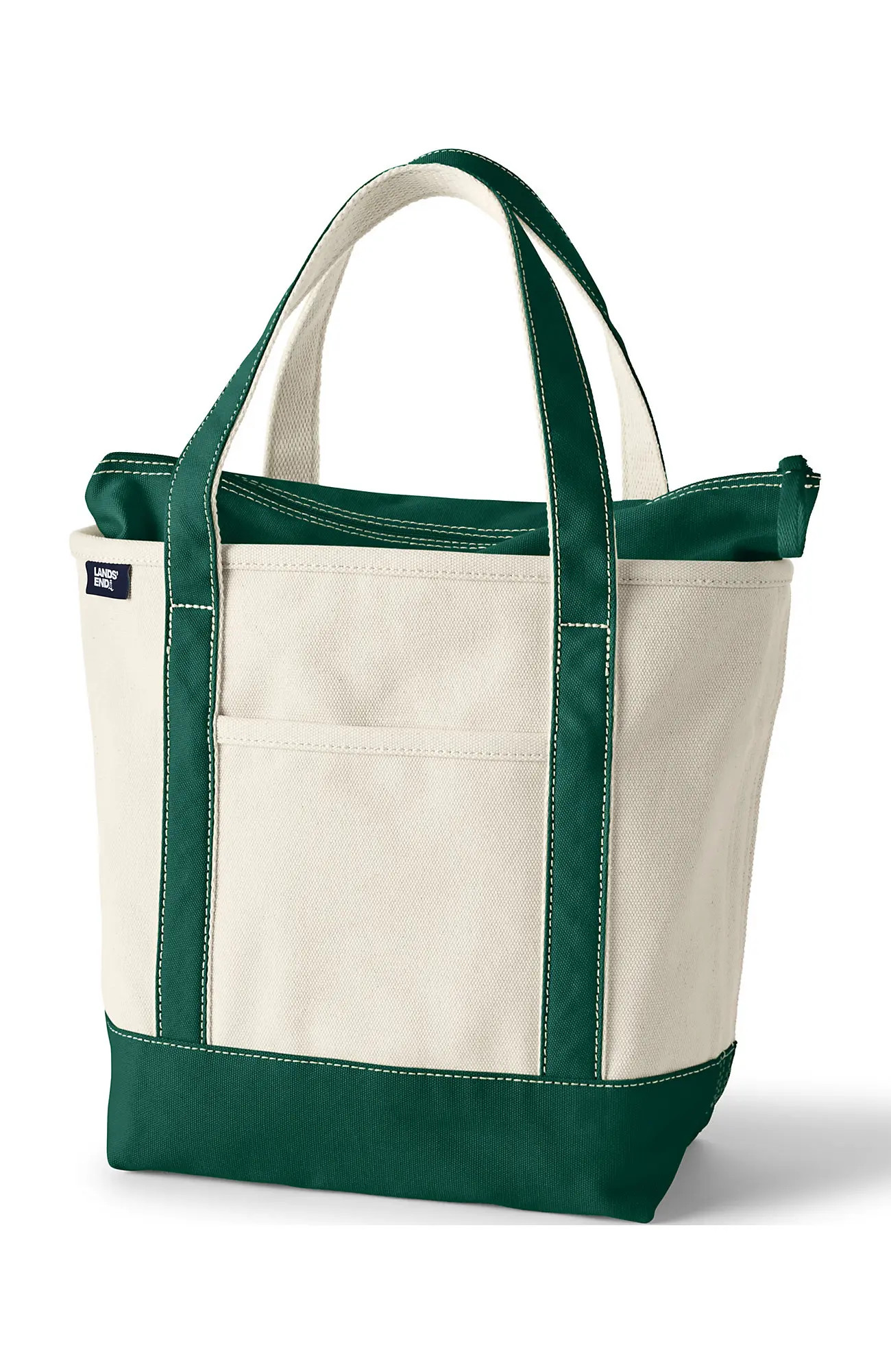 Lands' End Zip Top Canvas Tote Bag in Natural/deep Scarlet at Nordstrom, Size Medium | Nordstrom