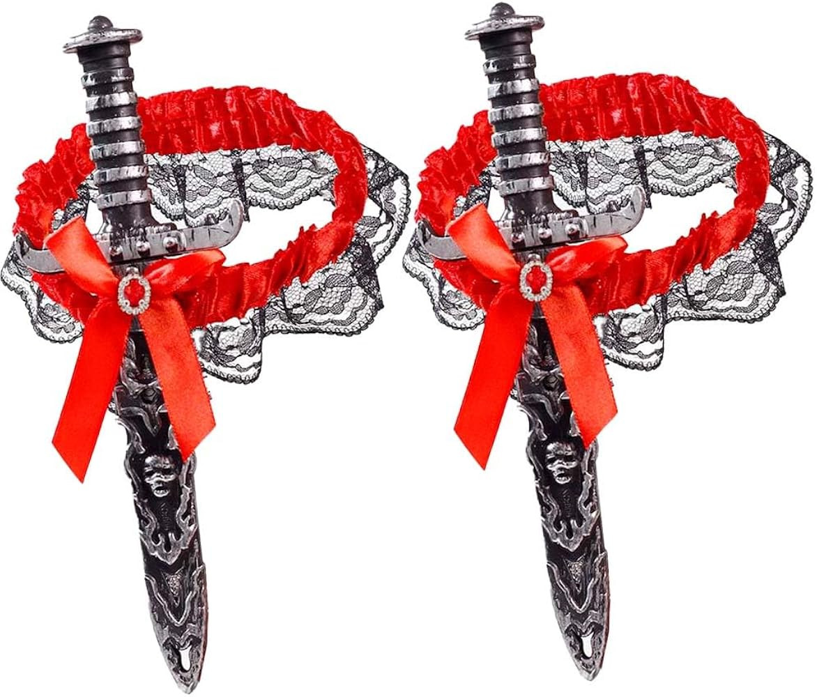 2 Pcs Pirate Sword with Lace Bow Womens Pirate Costume Toy Sword with Thigh Garter Pirate Costume... | Amazon (US)