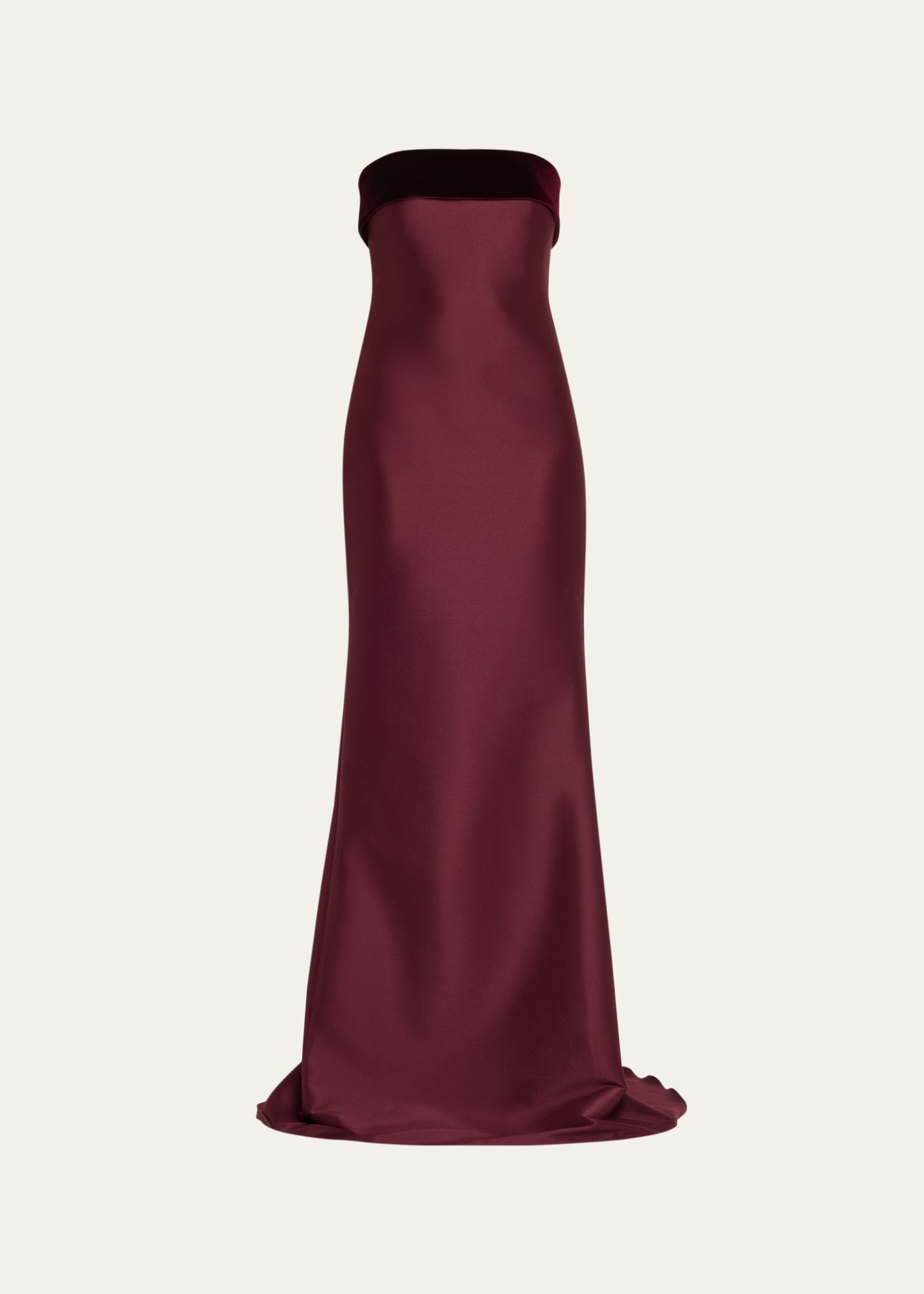 Badgley Mischka Strapless Velvet-Trim Mikado Trumpet Gown | Bergdorf Goodman