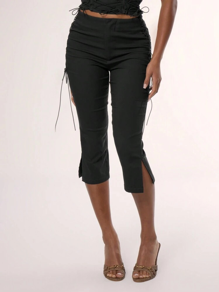 MUSERA Side Laced Up Capri Pants Summer Y2k 90's Cute Sexy Vacation Elegant Cute Ibiza Festival C... | SHEIN