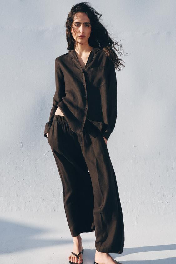 ZW COLLECTION LINEN BARREL TROUSERS | Zara UK