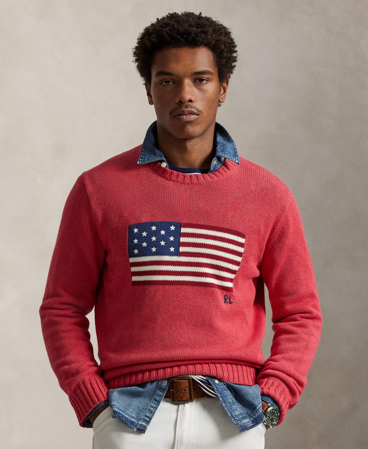 Polo Ralph Lauren Unisex The Iconic Flag Sweater - Red Topaz Heather | Macy's