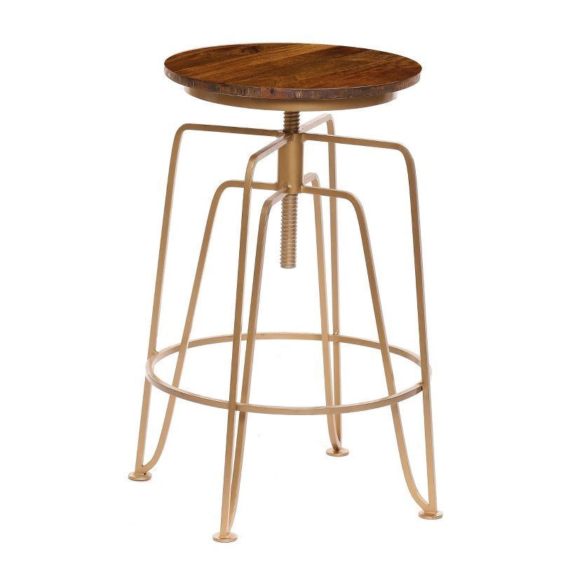 Holman Adjustable Counter Height Barstool Elm/Gold - Carolina Chair & Table | Target